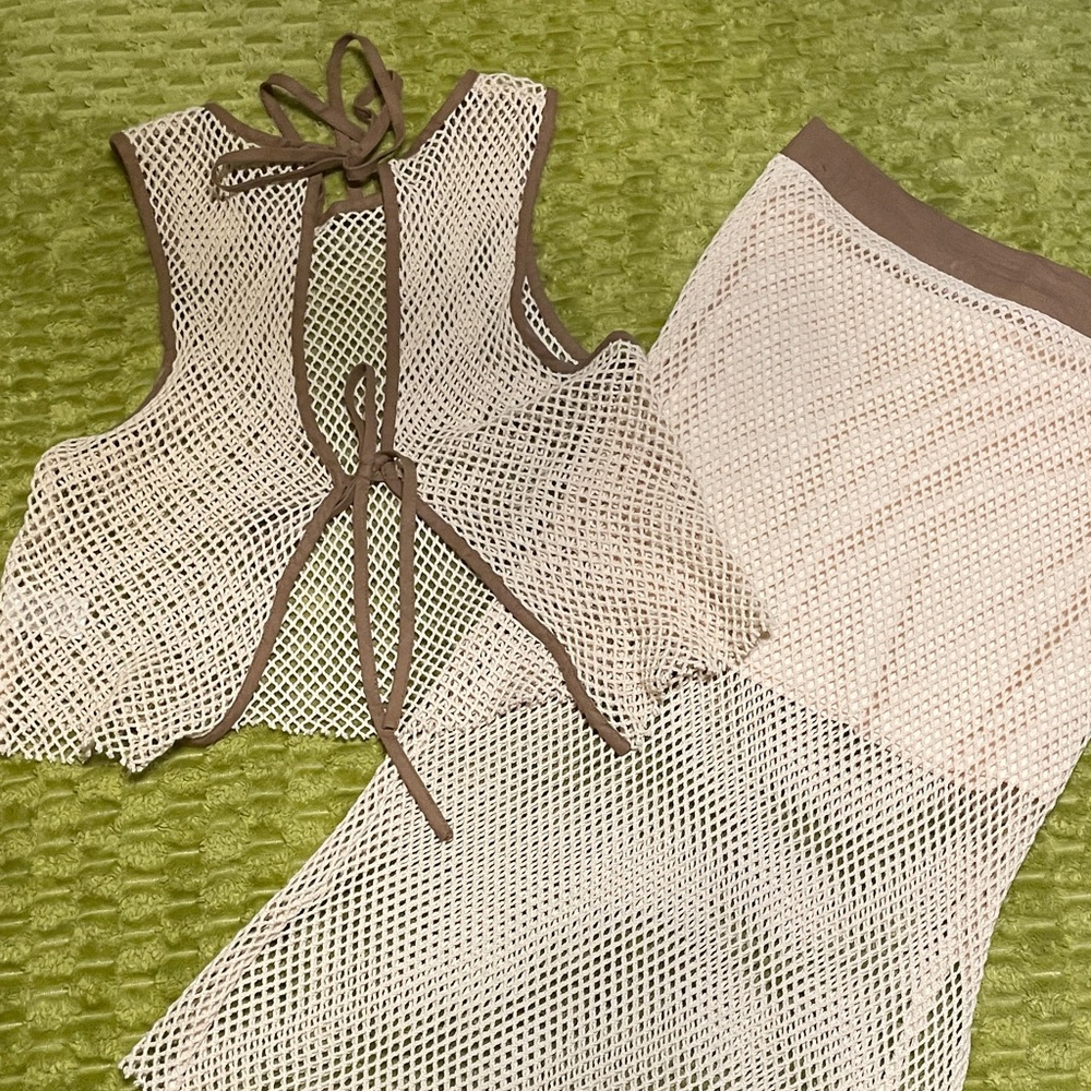 Elegant Cream Mesh Women Top